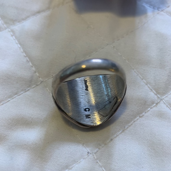 Red Coral & Silver Navajo Style Men's Size 12 Ring - Picture 4 of 6